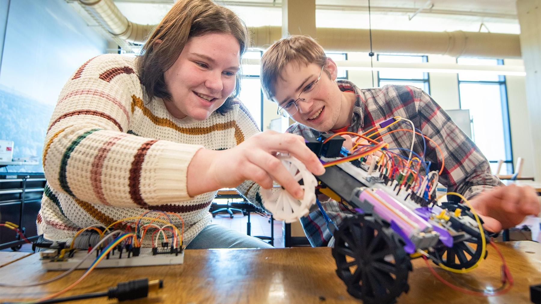 Students working on an electric car.